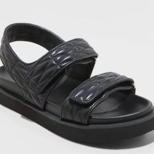a new day Black Quilted Sandals